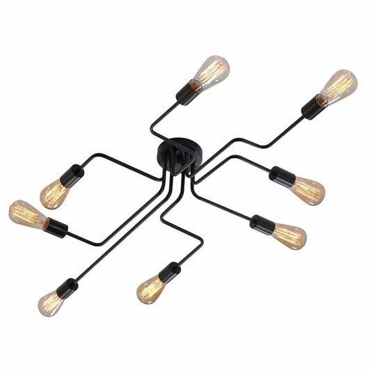 Black Metal Steel Art Flush Mount Ceiling light with 8 Lights