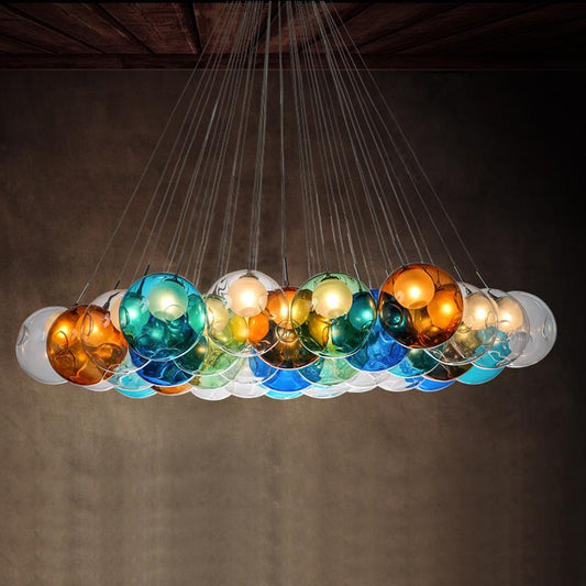 创意设计现代LED彩色玻璃球吊灯