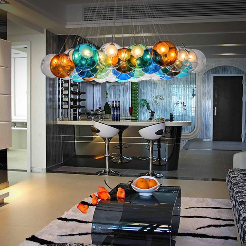 Creative Design Modern LED Colorful Glass Ball Pendant Lights Lamps