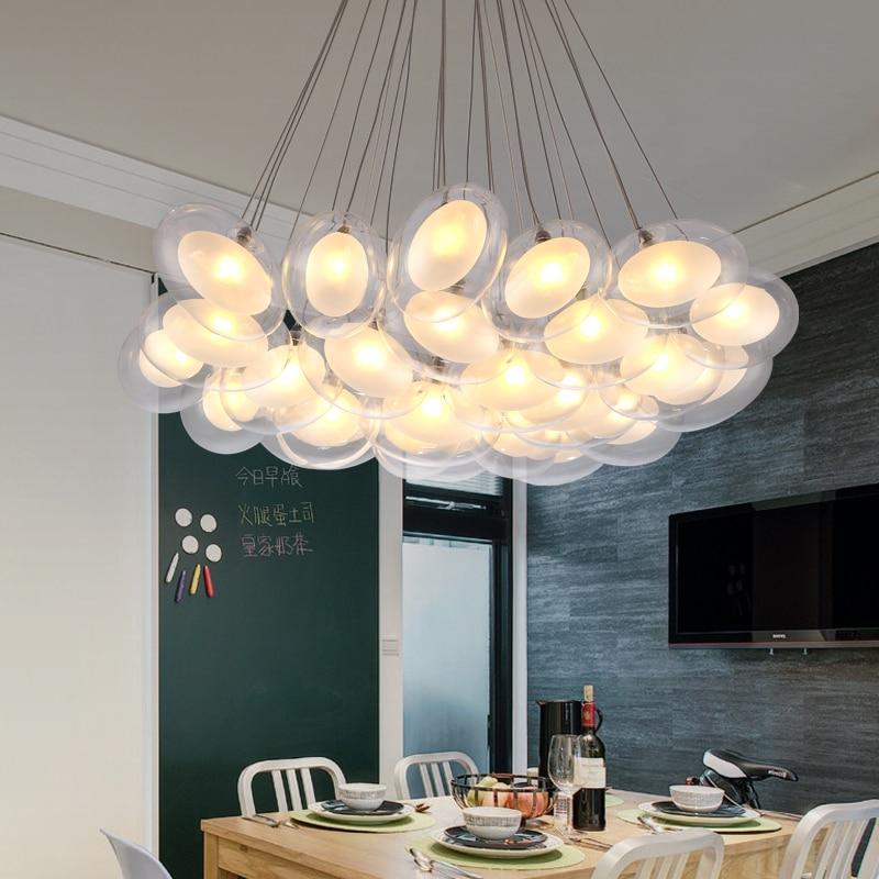 Moderne LED ovale boule de verre d'oeuf pendentif lumière 110-240V verre clair LED pendentif lumière bar salle à manger lumière
