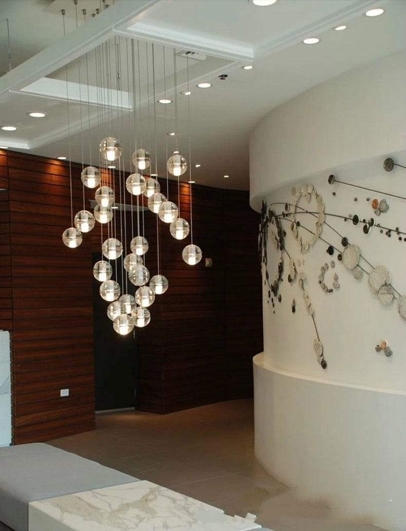 New Meteor shower crystal glass ball pendant lamp simple lighting personality creative staircase lamp LED lights