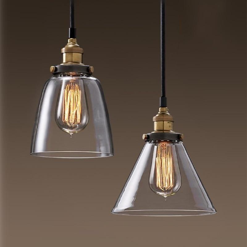 Vintage Pendant Lights Amber Glass Pendant Lamp E27/E26 Light Bulb Dinning room Kitchen  Home Decor Planetarium Lamp