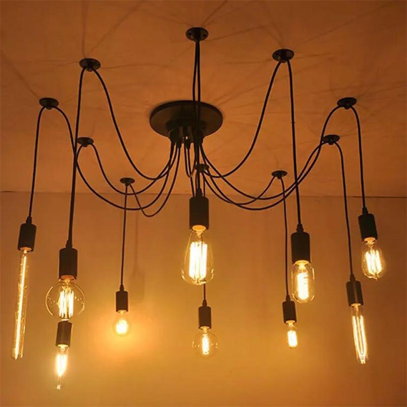 Vente en gros Vintage Araignée Suspension Lampe Suspension Longueur Réglable Rétro E27 / E26 Loft Style Classique Décoratif LED Éclairage À La Maison