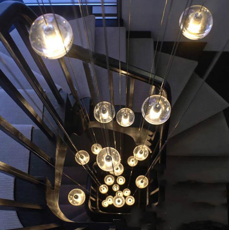 Großhandel New Meteor Dusche Kristall Glaskugel Pendelleuchte einfache Beleuchtung Persönlichkeit kreative Treppenlampe LED-Leuchten