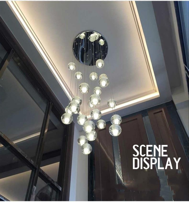 批发新流星雨水晶玻璃球吊灯简单照明个性创意楼梯灯 LED 灯