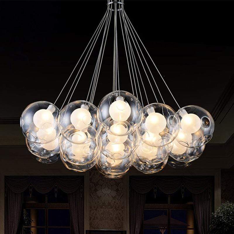 Al por mayor nordico moderno LED doble cubierta de cristal bola colgante luces G4 bulb Hall Luz 12/15cm bola de vidrio lámpara colgante accesorios
